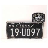 1959 Tennessee license plate w/For motor co topper
