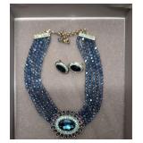 Heidi Daus Blue Aurora Borealis Crystal Necklace t