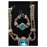 Heidi Daus Chain of Events Aqua Crystal Necklace t