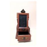 Jewelry box with folding mirror