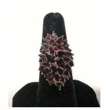 .925 Sterling Red Garnet Cluster Ring
