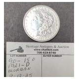 1921 D Morgan silver dollar