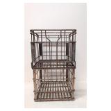 2 Vintage metal Mayfield Dairy milk crates
