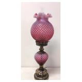Vintage Fenton Cranberry Opalescent Pillar Lamp