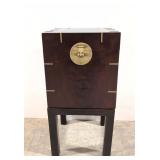 Burl Mahogany & Brass Cellarette cabinet on stand