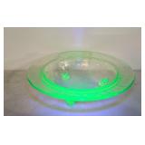 Green Uranium Glass depression footed bowl
