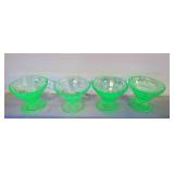 4 Vintage Uranium glass black Optic sherberts