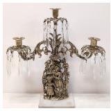 Antique Brass & Marble Figural Girondole