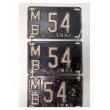 (3) 1951 New Jersey  License plates