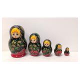 Set of 5 Wooden Russian Nesting Dolls