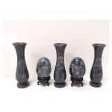 5 pieces of engraved marble