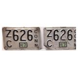Pair 1945 Connecticut license plates