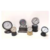 6 Industrial pressure gauges on stands
