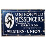 Western Union Double Sided Porcelain Sign