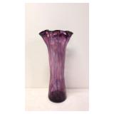 Large Amethyst mottled vase - ruffled top
