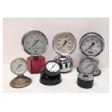 6 Industrial Pressure gauges on display stands