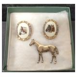 3 vintage Costume Jewelry Horse pins
