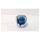 Pumpkin Paperweight  Blue and Clear