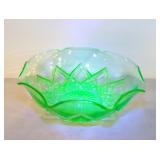 Vintage Hazel Atlas Fancy cat Green Uranium Bowl
