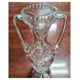 Genuine hand cut crystal double handle vase