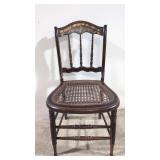 1800s Antique laced cane spindle back chair