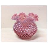Cranberry Opalescent Hobnail Bowl