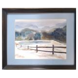 Signed l. Orr Snowy Landscape with pond & mountais