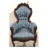 Vintage Rose carved French Victorian arm chair