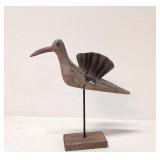 Hand made wooden folk art style bird on stand