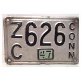 1947 Connecticut License Plate
