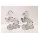 Pair L. E. Smith At Glass Rearing Horse bookends