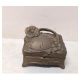 Vintage Art Nouveau Brass Casket / jewelry box