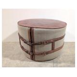 Vintage Leather and Canvas Rolling Stool