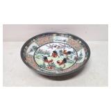 Pewter Encased Japan porcelain Rooster Bowl