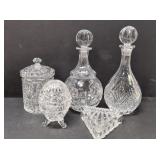 5 pieces of press cut glass