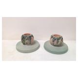 Vintage Roseville Pottery Moss Green Candle holdes