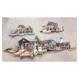 Vintage 1970s 3 D Wharf Boat Houses plastic art