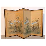 Asian hand painted four panel folding screen