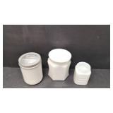3 Milk Glass Toiletries jars
