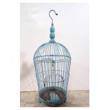 Large blue metal bird cage