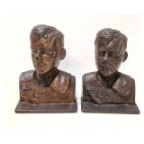Vintage pair Charles 'Lindy' Lindbergh bookends