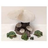 Coral Mushroom and 4 frogs