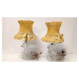 Vintage Clear Crystal Iris Boudoir lamps