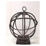 Globe Design metal and wood candle holder