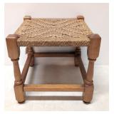 Vintage Woven Twine wooden foot stool