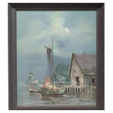 Signed Acrylic hand painting seascape on canvas