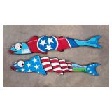 2 USA Whimsical wood fish