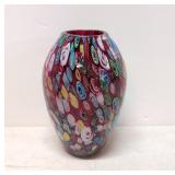 Vintage Murano Art Glass Red mellieforie vase