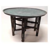 Vintage Engraved Tray Top Folding Table