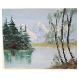Acrylic landscape on canvas formulated board